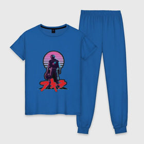 Женская пижама хлопок с принтом AKIRA - 80s , 100% хлопок | брюки и футболка прямого кроя, без карманов, на брюках мягкая резинка на поясе и по низу штанин | akira   80s inspired kaneda | акира