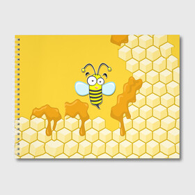 Альбом для рисования с принтом Пчелка , 100% бумага
 | матовая бумага, плотность 200 мг. | Тематика изображения на принте: животные | лето | мед | насекомые | природа | пчела | пчелка | соты