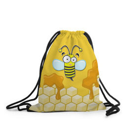 Рюкзак-мешок 3D с принтом Пчелка , 100% полиэстер | плотность ткани — 200 г/м2, размер — 35 х 45 см; лямки — толстые шнурки, застежка на шнуровке, без карманов и подкладки | животные | лето | мед | насекомые | природа | пчела | пчелка | соты