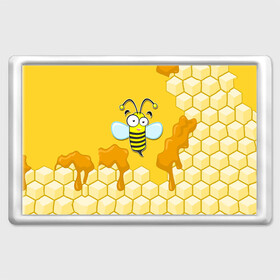 Магнит 45*70 с принтом Пчелка , Пластик | Размер: 78*52 мм; Размер печати: 70*45 | животные | лето | мед | насекомые | природа | пчела | пчелка | соты