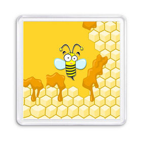 Магнит 55*55 с принтом Пчелка , Пластик | Размер: 65*65 мм; Размер печати: 55*55 мм | животные | лето | мед | насекомые | природа | пчела | пчелка | соты