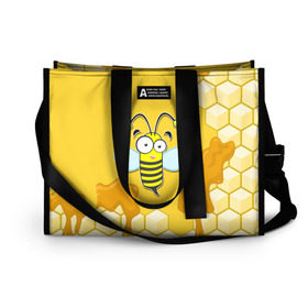 Сумка-шоппер 3D с принтом Пчелка , 100% полиэстер | застегивается на металлическую кнопку; внутренний карман застегивается на молнию. Стенки укреплены специальным мягким материалом, чтобы защитить содержимое от несильных ударов
 | животные | лето | мед | насекомые | природа | пчела | пчелка | соты