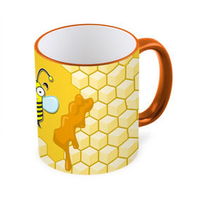 Кружка 3D с принтом Пчелка , керамика | ёмкость 330 мл | Тематика изображения на принте: животные | лето | мед | насекомые | природа | пчела | пчелка | соты