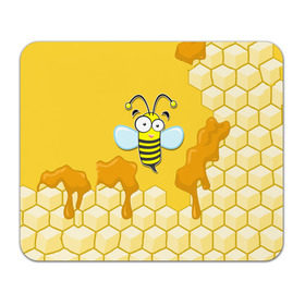Коврик прямоугольный с принтом Пчелка , натуральный каучук | размер 230 х 185 мм; запечатка лицевой стороны | Тематика изображения на принте: животные | лето | мед | насекомые | природа | пчела | пчелка | соты