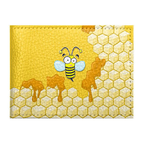 Обложка для студенческого билета с принтом Пчелка , натуральная кожа | Размер: 11*8 см; Печать на всей внешней стороне | Тематика изображения на принте: животные | лето | мед | насекомые | природа | пчела | пчелка | соты