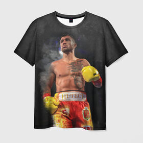 Мужская футболка 3D с принтом Vasyl Lomachenko_2 , 100% полиэфир | прямой крой, круглый вырез горловины, длина до линии бедер | boxing | lomachenko | бокс | боксеры | василий ломаченко | чемпион