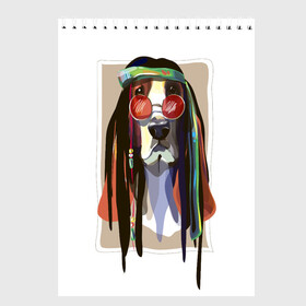 Скетчбук с принтом Reggae Dog , 100% бумага
 | 48 листов, плотность листов — 100 г/м2, плотность картонной обложки — 250 г/м2. Листы скреплены сверху удобной пружинной спиралью | Тематика изображения на принте: хиппи