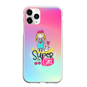 Чехол для iPhone 11 Pro матовый с принтом SUPER GIRL , Силикон |  | flower | girl | life | name | spring | букет | весна | девочки | дети | животные | надписи | орхидея | позитив | радуга | смайл | счастье | текстура | узор | цветочный | цветы