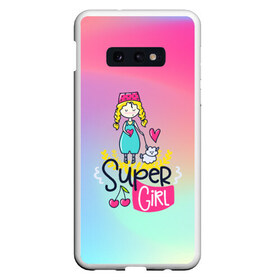 Чехол для Samsung S10E с принтом SUPER GIRL , Силикон | Область печати: задняя сторона чехла, без боковых панелей | flower | girl | life | name | spring | букет | весна | девочки | дети | животные | надписи | орхидея | позитив | радуга | смайл | счастье | текстура | узор | цветочный | цветы