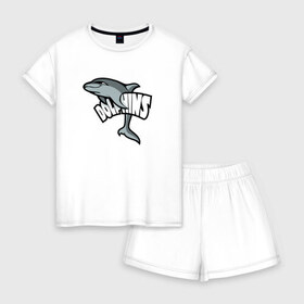 Женская пижама с шортиками хлопок с принтом Дельфины , 100% хлопок | футболка прямого кроя, шорты свободные с широкой мягкой резинкой | дельфин | дельфины | летние | лето | море | морская | отдых | отпуск | рыба | с дельфином