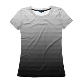 Женская футболка 3D с принтом Серые полосы , 100% полиэфир ( синтетическое хлопкоподобное полотно) | прямой крой, круглый вырез горловины, длина до линии бедер | белый | градиент | минимализм | полосы | серый | черный