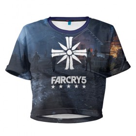 Женская футболка 3D укороченная с принтом Cult Far Cry , 100% полиэстер | круглая горловина, длина футболки до линии талии, рукава с отворотами | 