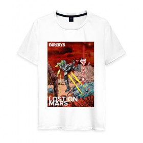 Мужская футболка хлопок с принтом Lost on Mars , 100% хлопок | прямой крой, круглый вырез горловины, длина до линии бедер, слегка спущенное плечо. | 