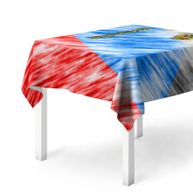 Скатерть 3D с принтом Российский флаг с гербом , 100% полиэстер (ткань не мнется и не растягивается) | Размер: 150*150 см | 