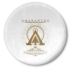 Значок с принтом Amaranthe ,  металл | круглая форма, металлическая застежка в виде булавки | amaranthe | амаранте | датская | дэт | метал | пауэр | шведская