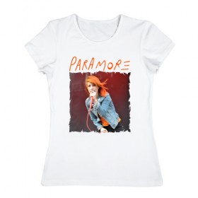 Женская футболка хлопок с принтом Paramore , 100% хлопок | прямой крой, круглый вырез горловины, длина до линии бедер, слегка спущенное плечо | 