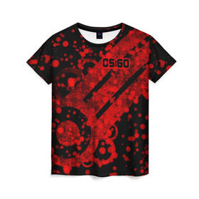 Женская футболка 3D с принтом Counter Strike Red Style , 100% полиэфир ( синтетическое хлопкоподобное полотно) | прямой крой, круглый вырез горловины, длина до линии бедер | cs go | global offensive | контр страйк | шутер