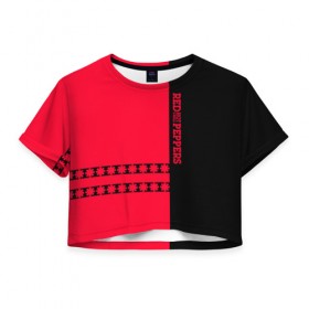 Женская футболка 3D укороченная с принтом Red Hot Chili Peppers , 100% полиэстер | круглая горловина, длина футболки до линии талии, рукава с отворотами | red hot chili peppers | rhcp | перцы | ред хот чили пепперс | рхчп | рэд
