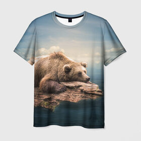 Мужская футболка 3D с принтом A bear , 100% полиэфир | прямой крой, круглый вырез горловины, длина до линии бедер | animal | bear | животное | зверь | медведь | миша | россия