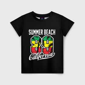 Детская футболка 3D с принтом Калифорния , 100% гипоаллергенный полиэфир | прямой крой, круглый вырез горловины, длина до линии бедер, чуть спущенное плечо, ткань немного тянется | Тематика изображения на принте: beach | cali | california | summer | usa | для отдыха | для отпуска | калифорния | летние | лето | море | океан | отпуск | пальмы | пляж | сша
