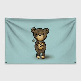 Флаг-баннер с принтом Мишка , 100% полиэстер | размер 67 х 109 см, плотность ткани — 95 г/м2; по краям флага есть четыре люверса для крепления | девушкам | животные | игрушка | медведь | миша | мишка | плюшевый | цветок