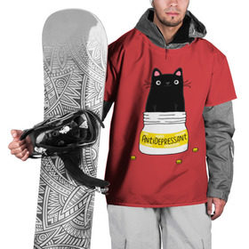 Накидка на куртку 3D с принтом Аntidepressant , 100% полиэстер |  | Тематика изображения на принте: antidepressant | cat | кот | коты | кошка | милый | с котами | с надписью | с приколом | черный кот