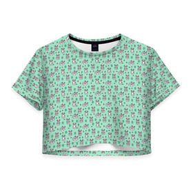 Женская футболка 3D укороченная с принтом Енотики , 100% полиэстер | круглая горловина, длина футболки до линии талии, рукава с отворотами | cute | raccoon | в полоску | енот | енотик | лес | лесной | милый | осенний | полосатый