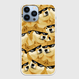 Чехол для iPhone 13 Pro Max с принтом Doge мем в deal with it очках ,  |  | Тематика изображения на принте: deal with it очки | doge | meme | мем | мемы | сиба ину | сиба ину мем