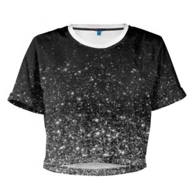 Женская футболка 3D укороченная с принтом Of light in dark , 100% полиэстер | круглая горловина, длина футболки до линии талии, рукава с отворотами | 