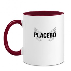 Кружка двухцветная с принтом Placebo , керамика | объем — 330 мл, диаметр — 80 мм. Цветная ручка и кайма сверху, в некоторых цветах — вся внутренняя часть | Тематика изображения на принте: placebo | альтернативный | инди | индирок | плацебо | рок