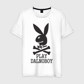 Мужская футболка хлопок с принтом Play Dalnoboy (Дальнобойщики) , 100% хлопок | прямой крой, круглый вырез горловины, длина до линии бедер, слегка спущенное плечо. | Тематика изображения на принте: play dalnoboy | дальнобойщики