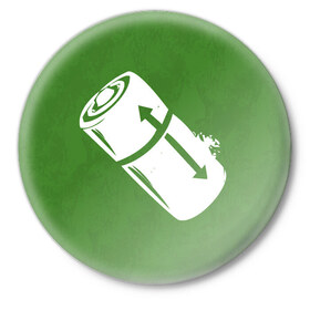 Значок с принтом Long Life Battery | DBD ,  металл | круглая форма, металлическая застежка в виде булавки | dead by daylight | аккумулятор | батарейка | дбд