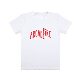 Детская футболка хлопок с принтом Arcade Fire , 100% хлопок | круглый вырез горловины, полуприлегающий силуэт, длина до линии бедер | 