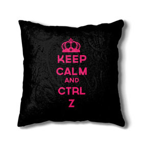 Подушка 3D с принтом Keep calm and ctrl z , наволочка – 100% полиэстер, наполнитель – холлофайбер (легкий наполнитель, не вызывает аллергию). | состоит из подушки и наволочки. Наволочка на молнии, легко снимается для стирки | Тематика изображения на принте: ctrl z | it | keep calm | будь спокоен | компьютер | корона | с надписью