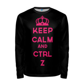 Мужской лонгслив 3D с принтом Keep calm and ctrl z , 100% полиэстер | длинные рукава, круглый вырез горловины, полуприлегающий силуэт | Тематика изображения на принте: ctrl z | it | keep calm | будь спокоен | компьютер | корона | с надписью