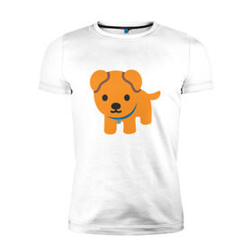 Мужская футболка премиум с принтом Dog Emoji , 92% хлопок, 8% лайкра | приталенный силуэт, круглый вырез ворота, длина до линии бедра, короткий рукав | 