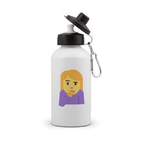 Бутылка спортивная с принтом Thinking Emoji , металл | емкость — 500 мл, в комплекте две пластиковые крышки и карабин для крепления | Тематика изображения на принте: almightyholton | deshaun holton | emoji
