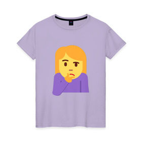 Женская футболка хлопок с принтом Thinking Emoji , 100% хлопок | прямой крой, круглый вырез горловины, длина до линии бедер, слегка спущенное плечо | almightyholton | deshaun holton | emoji