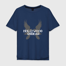 Мужская футболка хлопок Oversize с принтом Hollywood Undead , 100% хлопок | свободный крой, круглый ворот, “спинка” длиннее передней части | 