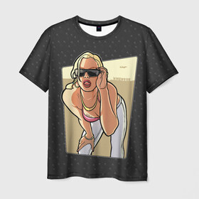 Мужская футболка 3D с принтом GTA SA - Девушка в очках , 100% полиэфир | прямой крой, круглый вырез горловины, длина до линии бедер | Тематика изображения на принте: grand theft auto | gta | rockstar games | san andreas | гта | сан андреас