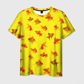 Мужская футболка 3D с принтом Золотая рыбка , 100% полиэфир | прямой крой, круглый вырез горловины, длина до линии бедер | Тематика изображения на принте: 