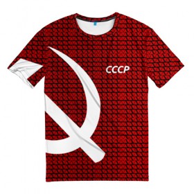 Мужская футболка 3D с принтом СССР СПОРТ , 100% полиэфир | прямой крой, круглый вырез горловины, длина до линии бедер | клетка | красный | молот | паттерн | серп