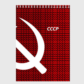 Скетчбук с принтом СССР , 100% бумага
 | 48 листов, плотность листов — 100 г/м2, плотность картонной обложки — 250 г/м2. Листы скреплены сверху удобной пружинной спиралью | Тематика изображения на принте: клетка | красный | молот | паттерн | серп