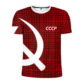 Мужская футболка 3D спортивная с принтом СССР , 100% полиэстер с улучшенными характеристиками | приталенный силуэт, круглая горловина, широкие плечи, сужается к линии бедра | клетка | красный | молот | паттерн | серп