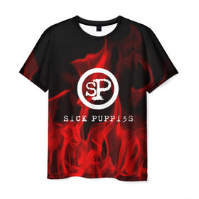 Мужская футболка 3D с принтом SICK PUPPIES , 100% полиэфир | прямой крой, круглый вырез горловины, длина до линии бедер | 