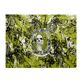 Обложка для студенческого билета с принтом Santa Muerte , натуральная кожа | Размер: 11*8 см; Печать на всей внешней стороне | ангел | демон | дьявол | кости | монстр | призрак | святая | традиция | череп | яркие