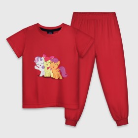 Детская пижама хлопок с принтом Пони малышки , 100% хлопок |  брюки и футболка прямого кроя, без карманов, на брюках мягкая резинка на поясе и по низу штанин
 | Тематика изображения на принте: 