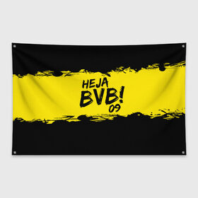 Флаг-баннер с принтом Borussia Dortmund FC , 100% полиэстер | размер 67 х 109 см, плотность ткани — 95 г/м2; по краям флага есть четыре люверса для крепления | 09 | bvb | heja | боруссия | германия | дортмунд | клуб | фк | футбол | футбольный