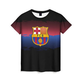 Женская футболка 3D с принтом Barcelona FC , 100% полиэфир ( синтетическое хлопкоподобное полотно) | прямой крой, круглый вырез горловины, длина до линии бедер | barcelona | spain | spanish | барса | барселона | испания | испанский | клуб | фк | футбол | футбольный