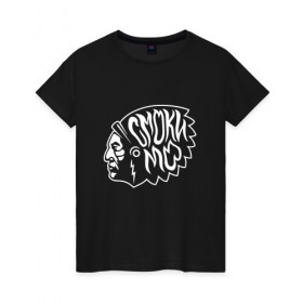 Женская футболка хлопок с принтом Смоки Мо logo white , 100% хлопок | прямой крой, круглый вырез горловины, длина до линии бедер, слегка спущенное плечо | smoky mo | молла | смоки мо